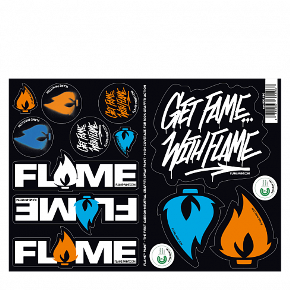 Flame лист с наклейками (12 шт на листе)