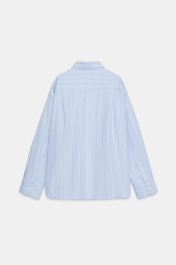 ZARA РУБАШКА OXFORD В ПОЛОСКУ — ZW COLLECTION, НЕБЕСНО-ГОЛУБОЙ