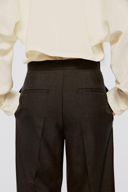 Massimo Dutti Прямые брюки из 100% шерсти - Limited Edition, коричневый меланж