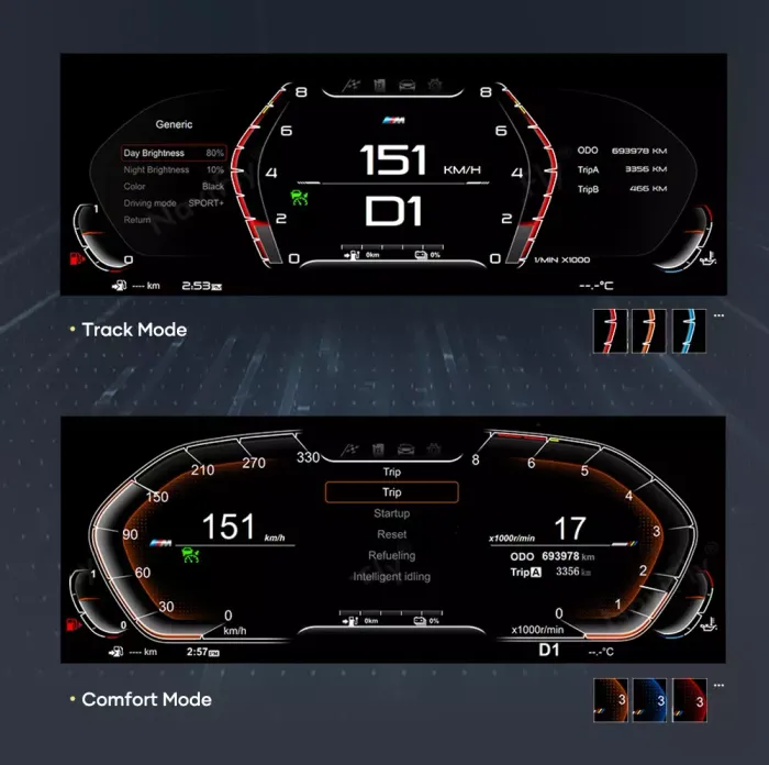 Электронная панель приборов BMW 5-серия F10 2010-2017 - RDL-1261 с LCD/ЖК 12.3" экраном QLED