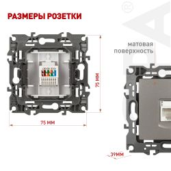 Розетка ЭРА Серия 12 12-3107-16 информационная RJ45 титан | Эра 12