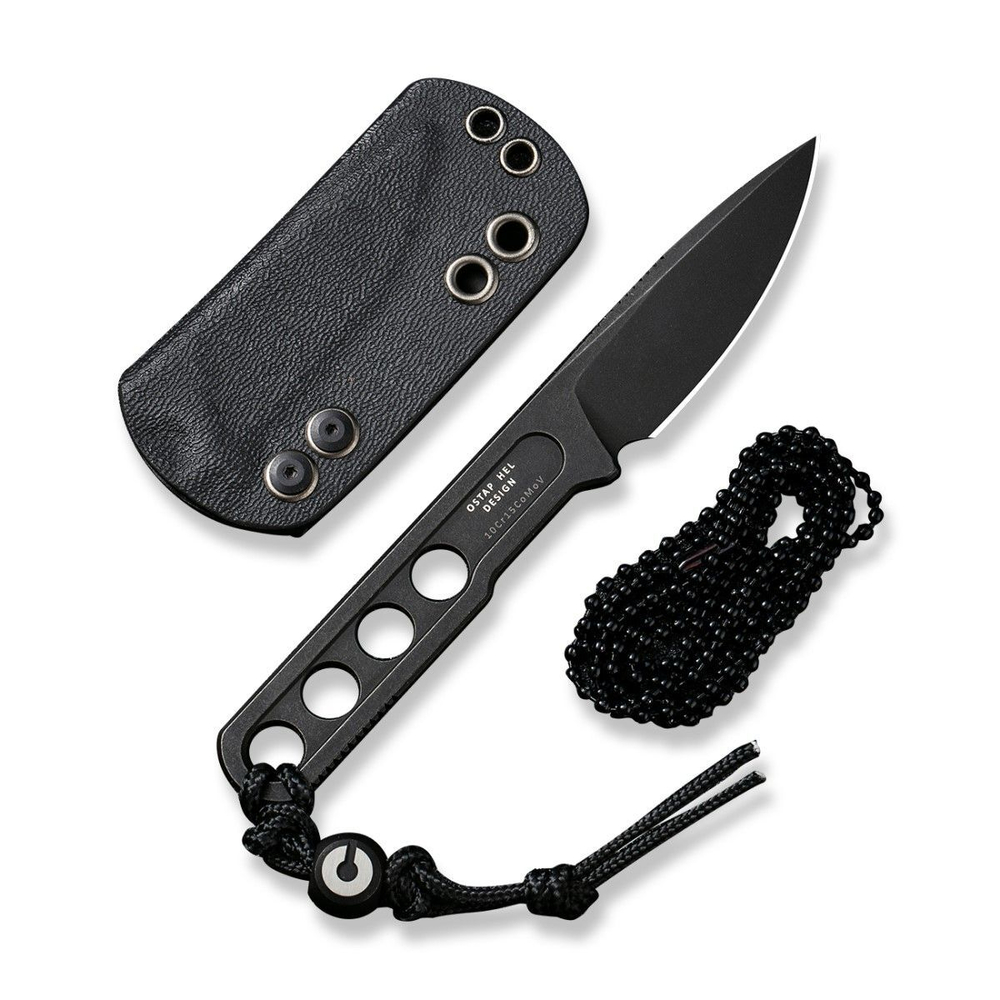 Нож туристический CIVIVI Fixed Blade Circulus сталь 10Cr15CoMoV, рукоять из нержавеющей стали с каменной отделкой чёрная