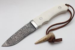 Нож с клинком мозаичный дамаск с ножнамифотография - 2