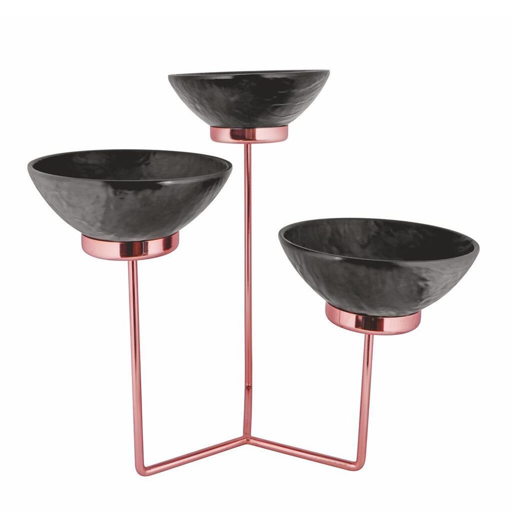 Подставка фуршетная стойка 52*52*49 см Copper металл + 3 салатника меламин P.L.Hotelware