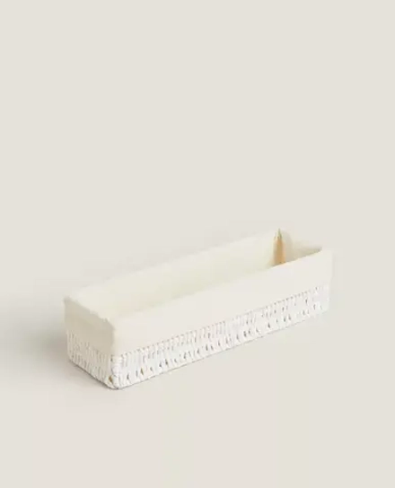 ZARA HOME ПРЯМОУГОЛЬНАЯ КОРЗИНА С ТЕКСТИЛЬНОЙ ПОДКЛАДКОЙ, БЕЛЫЙ
