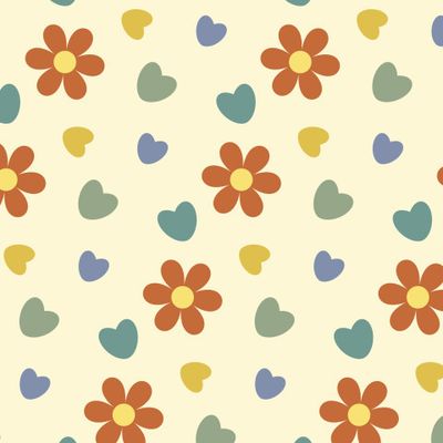 Buy romance fabric flowers hearts beige