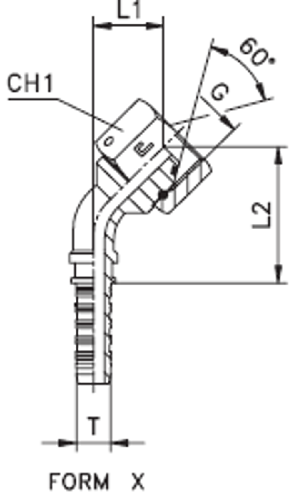 Фитинг DN 08 BSP (Г) 1/2 (45) (штифтованная гайка, o-ring)
