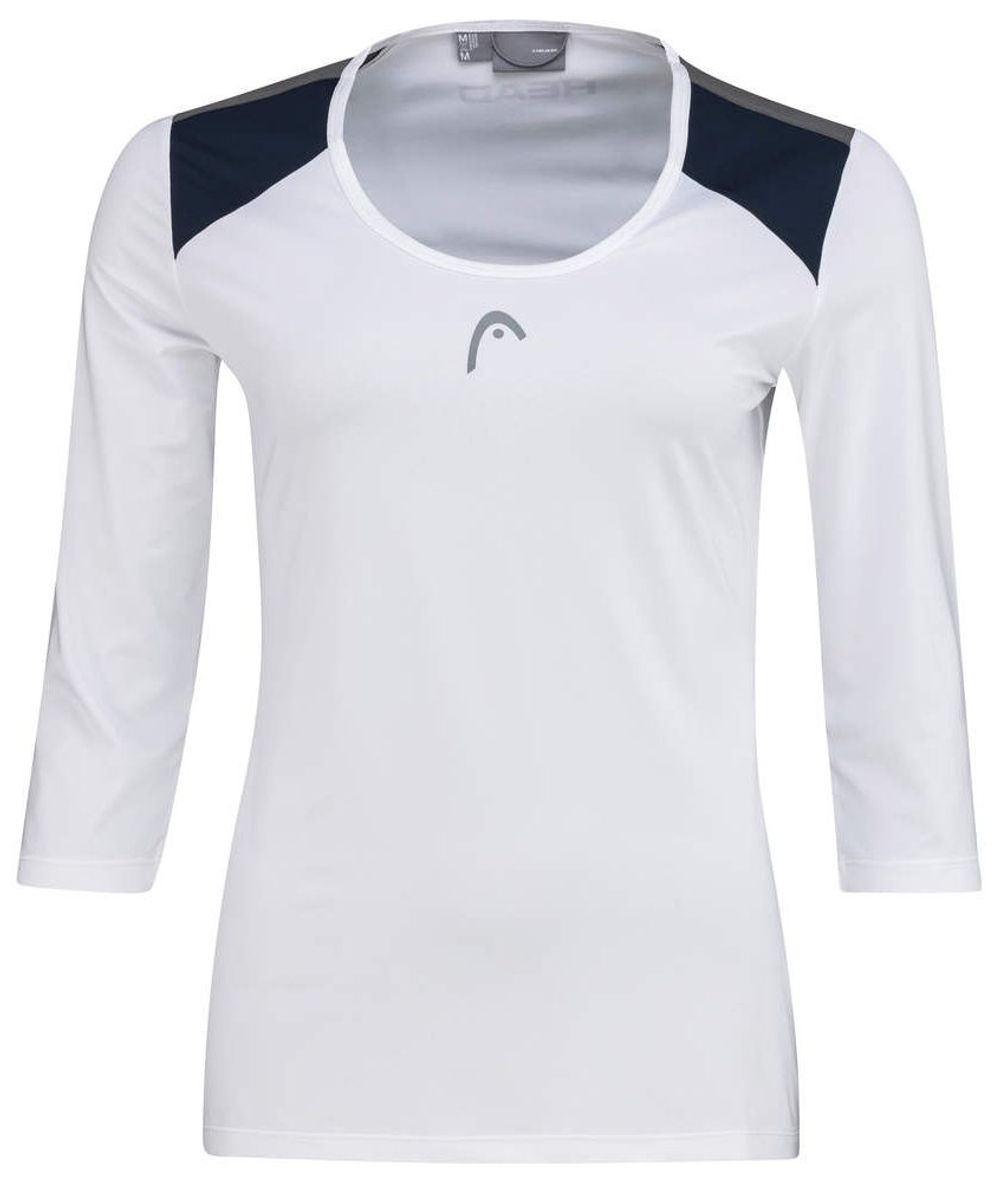 Женская теннисная футболка (дл. рукав) Head Club 22 Tech 3/4 W - white/dark blue