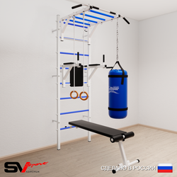 Шведская стенка Sv Sport 5511 (Турник рукоход/Брусья/Скамья/Кольца/Цепь/Мешок 15кг)