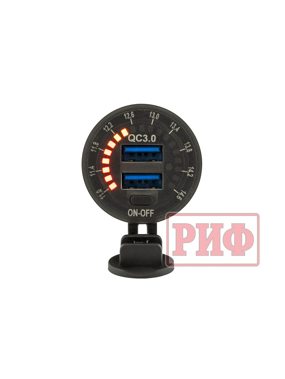 Розетка USB 2 QC 3.0 с вольтметром