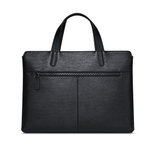 WilliamPOLO Top Grain Cow Leather Briefcase, Handbag Medium Men"s Black