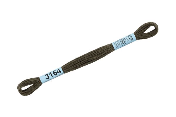 Мулине Gamma 100% хлопок, цв.3164 т.коричневый-хаки, 24 мотка по 8 метров