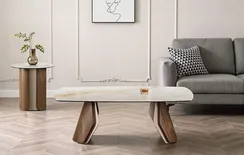 Журнальный столик Shelf, 120х70х43см, глянцевая керамика Toscane, натуральный шпон ореха