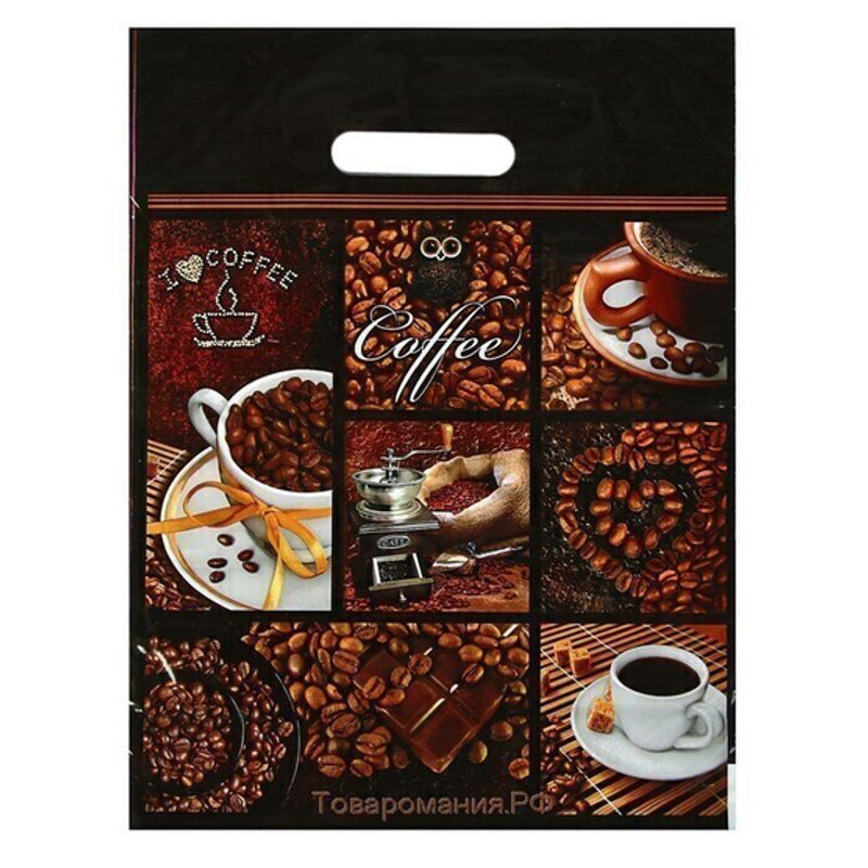 Пакет прорубная ручка Россия 31*40 см 60 мкм ПВД Coffe 1 шт 500 шт/кор