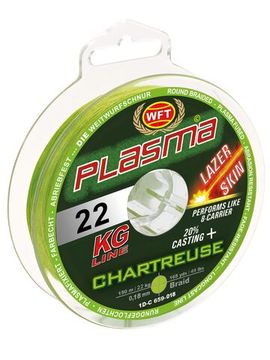 Леска плетёная WFT KG PLASMA LAZER SKIN Chartreuse 150 м, 0,18 мм