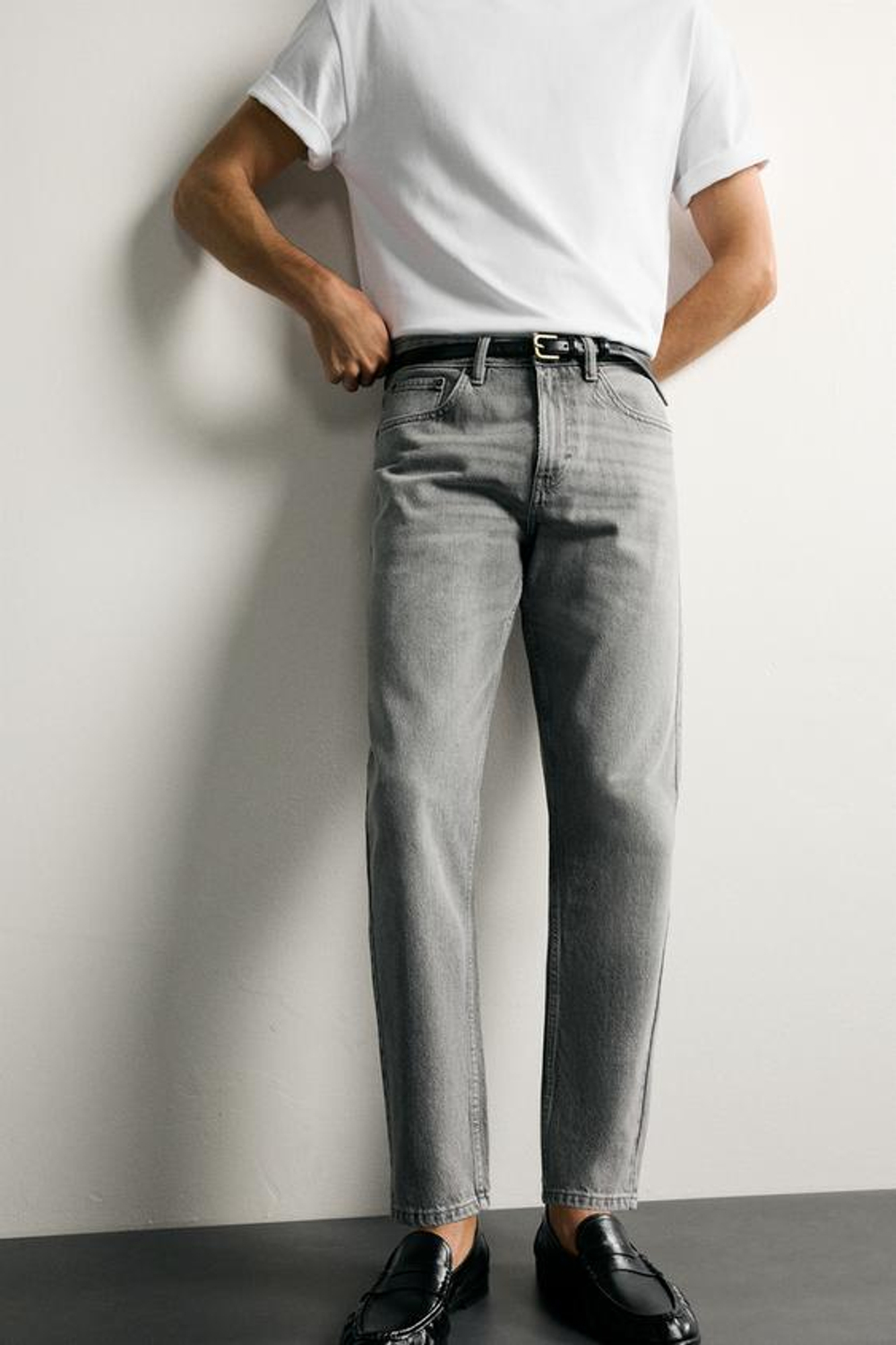 ZARA ДЖИНСЫ SLIM TAPERED, СЕРЫЙ