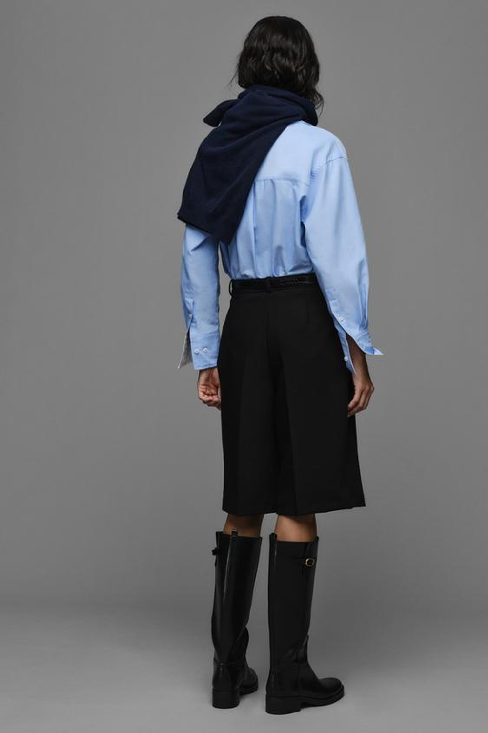 ZARA ДЛИННЫЕ ШОРТЫ С РЕМНЁМ, ЧЕРНЫЙ