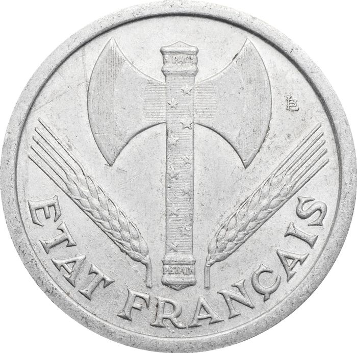 2 франка 1943 Франция, Режим Виши XF