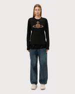 VIVIENNE WESTWOOD RED LABEL ЛОНГСЛИВ ЧЕРНЫЙ С АППЛИКАЦИЕЙ ВИДЕ ЛОГОТИПА БРЕНДА