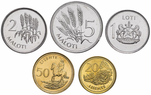 Набор из 5 монет Лесото. 1998-2016 гг. AU-UNC