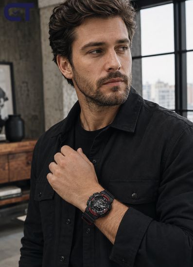 CASIO GA-110HR-1ADR G-SHOCK мужские наручные часы — контрастная чёрно-красная G-SHOCK с секундомером 1/1000 с