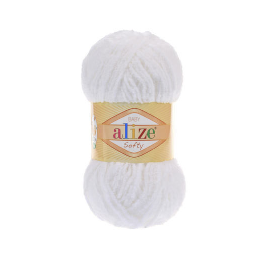 ALIZE "SOFTY" 100% Микрополиэстер, 50 гр., 115 м, Белый