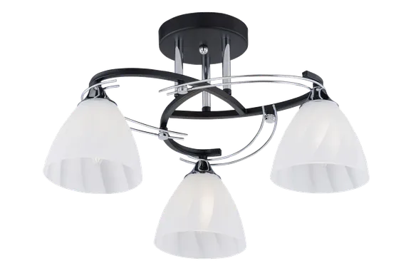 Люстра потолочная Rilon 2007/3 BK+CH, 3×40 Вт, хромированная и чёрная