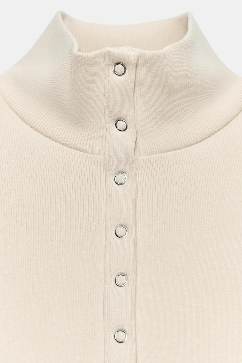 ZARA ТОП С ВОРОТНИКОМ-СТОЙКОЙ И ПУГОВИЦАМИ, ЭКРЮ
