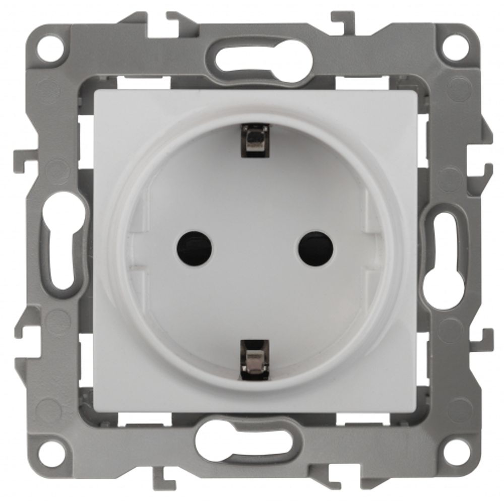 Розетка ЭРА Серия 12 12-2011-01 2P+E Schuko 16A-250В IP20 винт без м.лапок белый | Эра 12