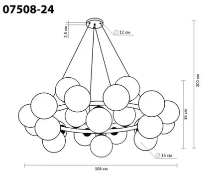 07508-24,19 Люстра Сида черный d104 h200 E14 24*10W. ТМ Kink Light