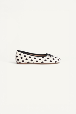 ZARA БАЛЕТКИ В ГОРОШЕК - LIMITED EDITION, ЭКРЮ/БЕЛЫЙ