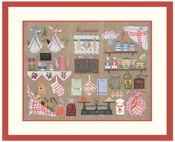 Набор для вышивания нитками Le Bonheur des Dames, Accessoires la cuisine (Аксессуары Кухня), 50х37 см