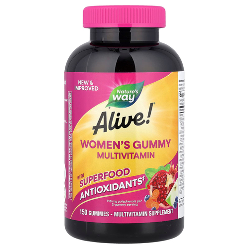 Nature's Way, Alive!®, жевательные мультивитамины для женщин, с ягодным вкусом, 150 жевательных таблеток