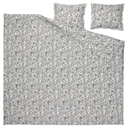 IKEA RODGERSIA  (ИКЕА РОДГЕРСИА)  -  Пододеяльник и 2 наволочки - серый/белый 200x200/50x60 см