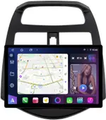 Магнитола для Chevrolet Spark M300 2009-2022, Ravon R2 (рамка матовая) - FarCar S500+TS105 монитор 13" 2K QLED на Android 14, Быстрая, CarPlay, 4G SIM-слот