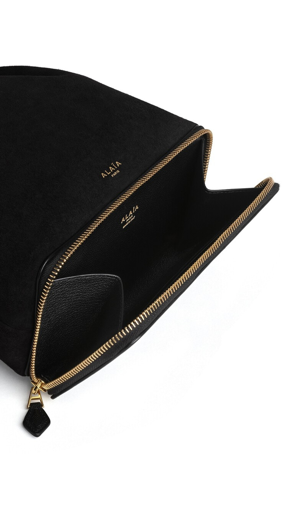 ALAÏA СУМКА LE POCHON ИЗ ЗАМШИ, ЧЕРНЫЙ
