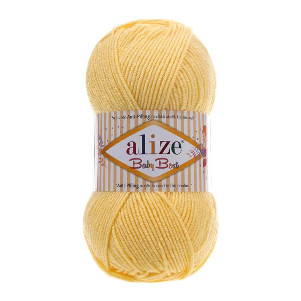 Пряжа Alize (Ализе) Baby Best / уп.5 мот. по 100 г, 240м, 250 светлый лимон A