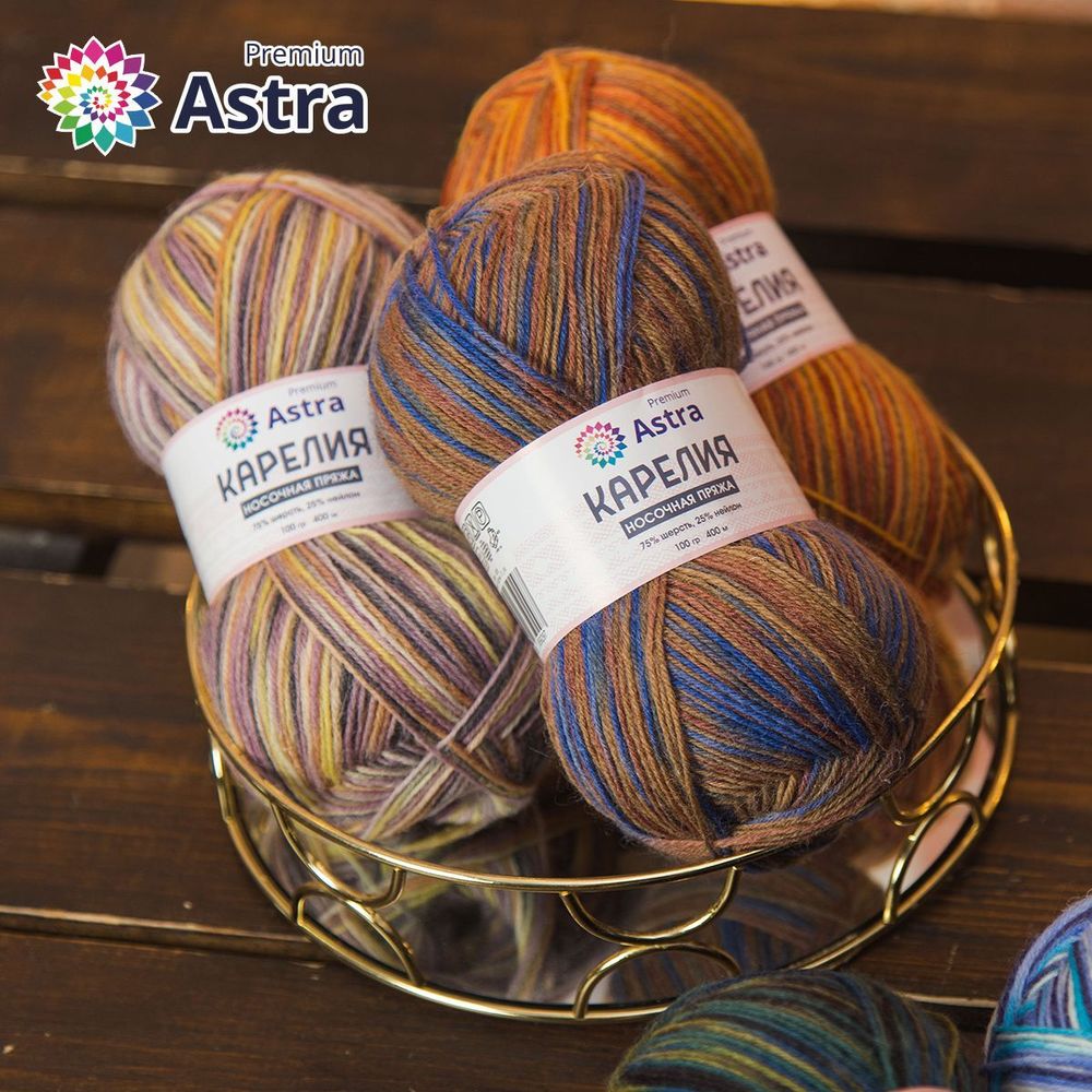 Пряжа Astra Premium (Астра Премиум) Карелия носочная (Karelia sock) / уп.2 мот. по 100 г, 400 м, 1003