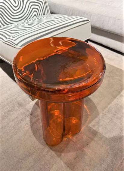 Журнальный столик Soda М, Ø38х47 см, янтарное стекло