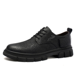 YINGLUNQISHI Top Grain Cow Leather Work Boots Men"s Black