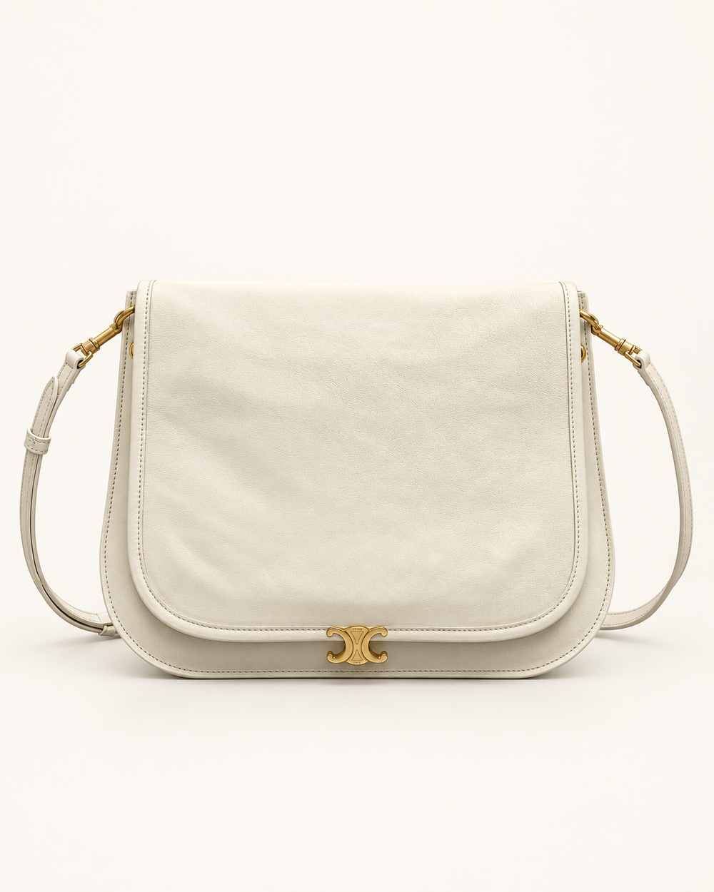 Сумка Celine Soft Triomphe Besace, белая — вид спереди