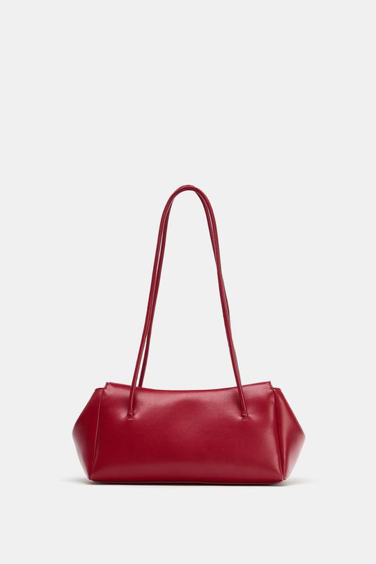 ZARA ПРЯМОУГОЛЬНАЯ СУМКА С ПЛЕЧЕВЫМ РЕМНЕМ, КРАСНЫЙ
