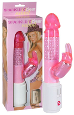 Розовый многофункциональный вибратор Horny Rabbit - 25 см. (Цвет: розовый)