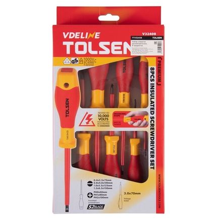 Цена на TOLSEN (TTV32408) Набор отверток диэлектрических, 8 предметов