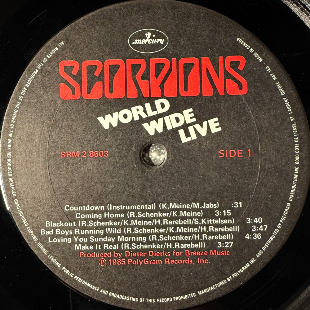Scorpions ‎– World Wide Live 2LP (Канада 1985г.)