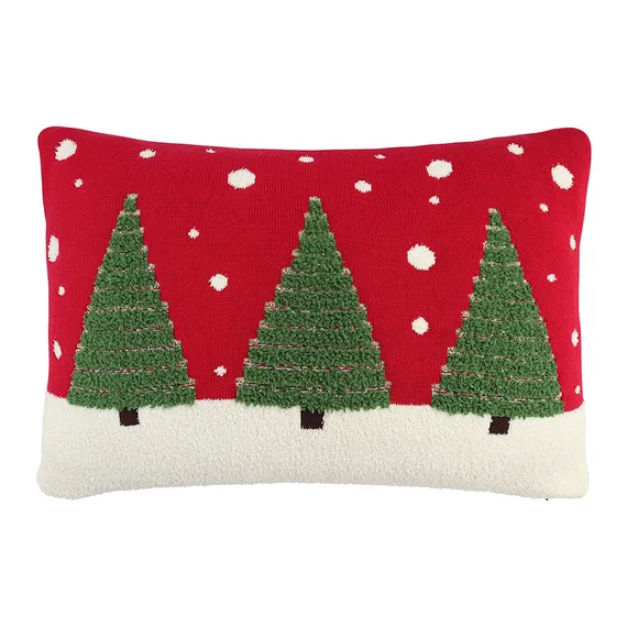 Подушка вязаная с новогодним рисунком festive wood из коллекции new year essential, 40x60 см