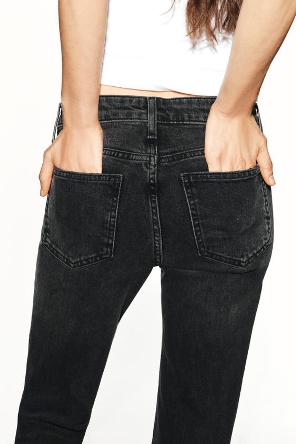 ZARA ДЖИНСЫ TRF SLIM С НИЗКОЙ ПОСАДКОЙ, ЧЕРНЫЙ