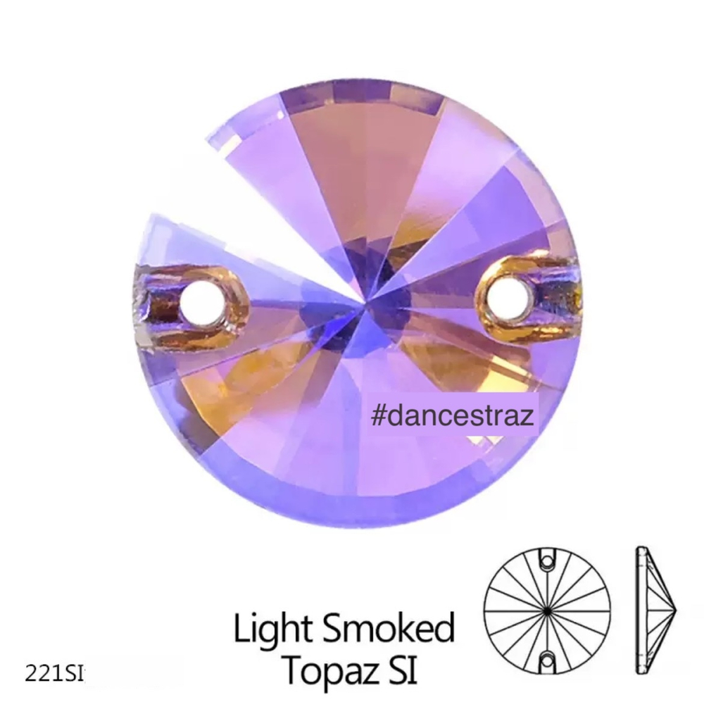 Стразы пришивные, Rivoli, Light Smoked Topaz SI, T221SI, 16mm, (144 ea/pkg), 5A+best, (F2)