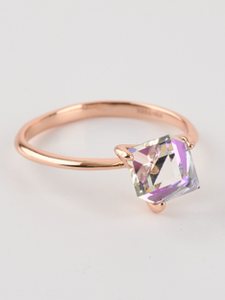 Кольцо Миражи тонкое с сиреневым кристаллом Swarovski