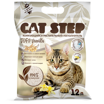 Наполнитель комкующийся растительный CAT STEP Tofu Vanilla, 12 л